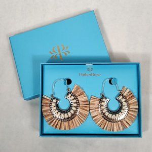 ParkerRose Tribal Inspired Fringe/Raffia Fan Hoop Earrings Boho